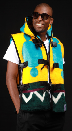 Idzila Vest — yellow-teal colourway