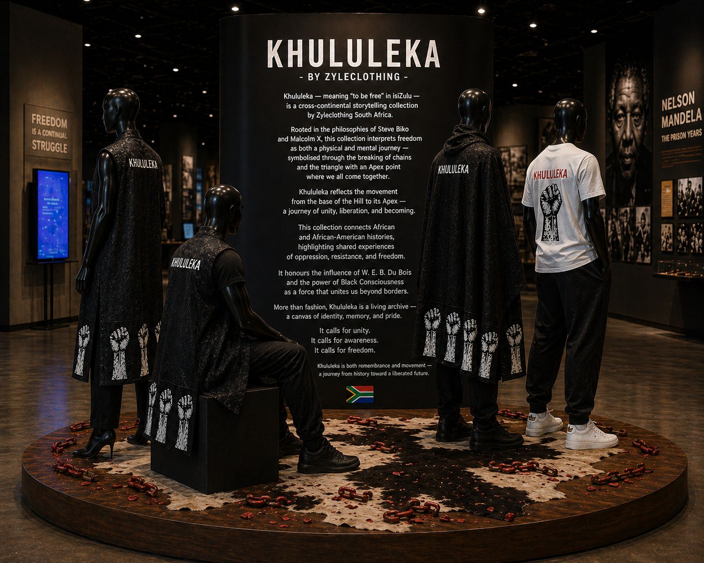 The Breaker — Khululeka hooded cape with chain motifs